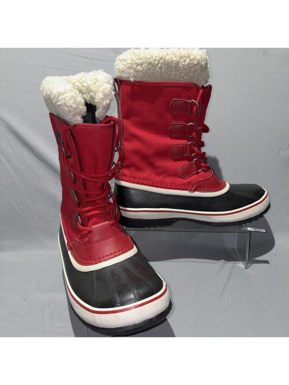 EUC Sorel Insulated Waterproof Snow Boots Women’s Size 9 Faux Fur Red $180 MSRP